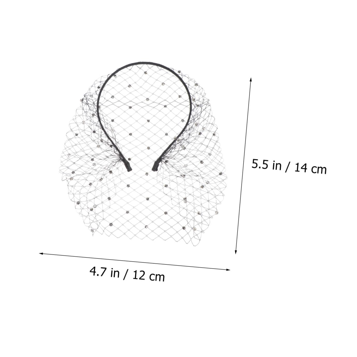 VALICLUD Diadema Velo de Gemas de Imitación en Malla Negra, Accesorio Cabello para Novia y Fiestas, Material de Gasa, Diseño Elegante y Delicado