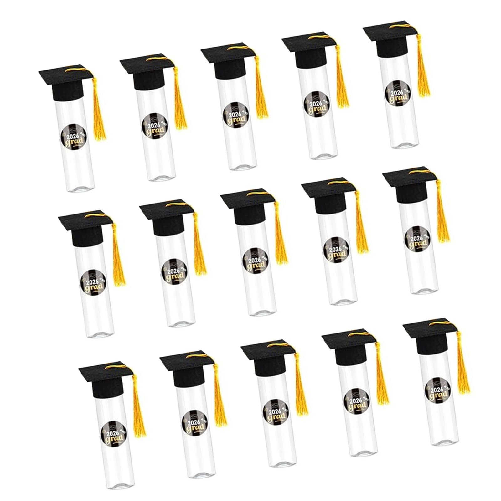 Whoasyst 15pcs School Completion Candy Tubes Featuring Small Hats and Decorative Stickers for Gift Wrapping Present Gifts for Guests