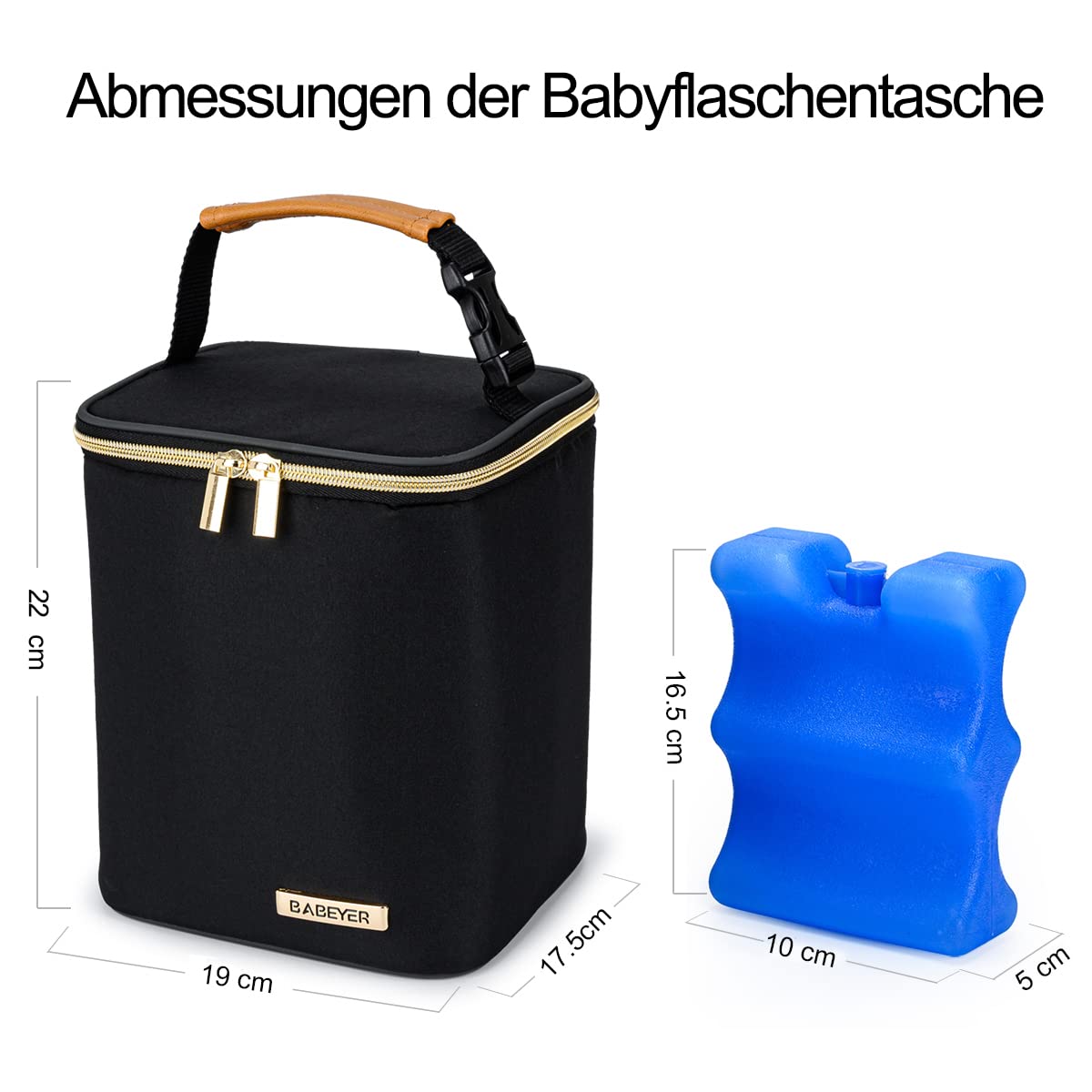 Muttermilch-Kühltasche, isolierte Babyflaschentasche mit Eisbeutel für 4 Flaschen bis zu 270 ml, perfekt für Tagespflege, Reisen, stillende Mütter