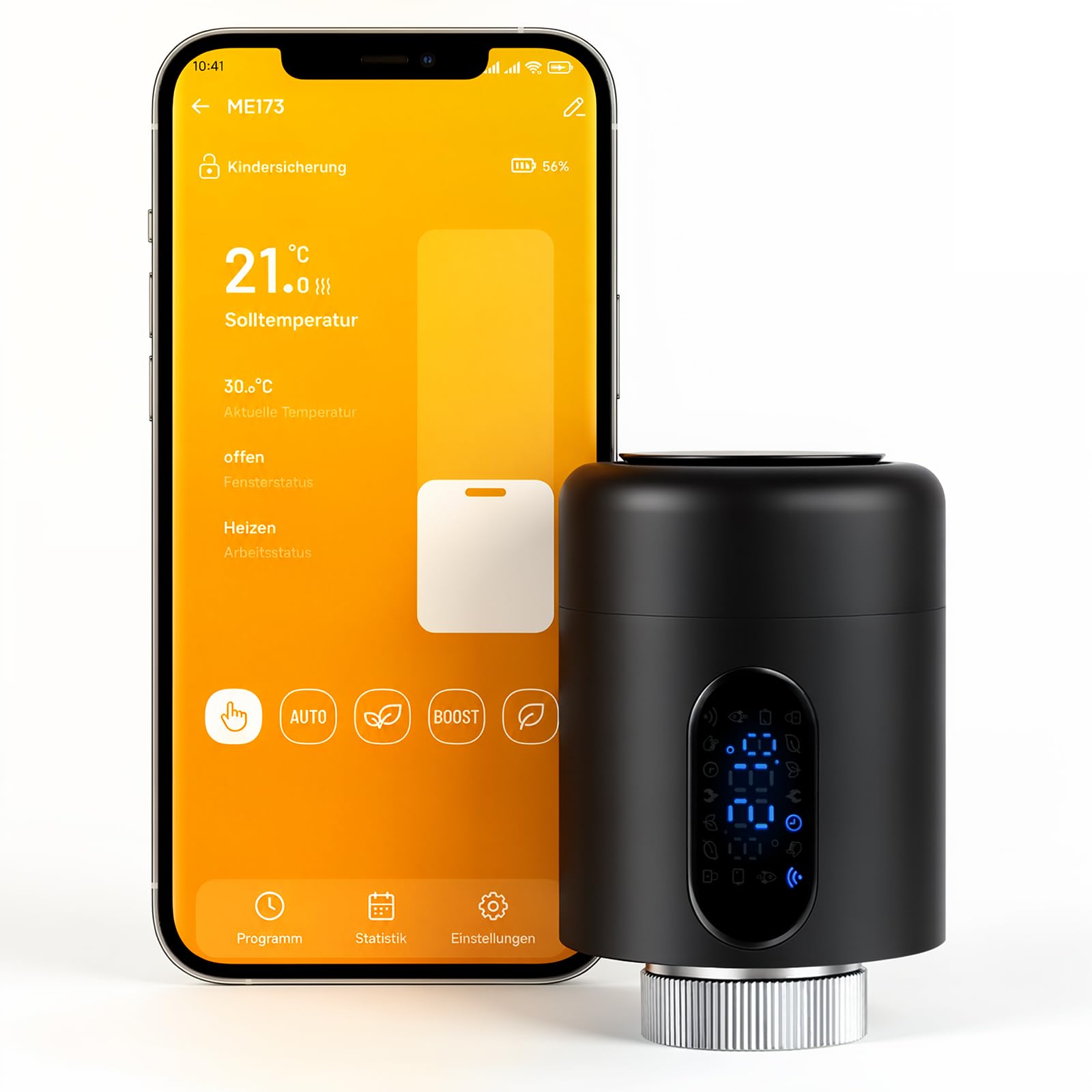 Termostat grzejnikowy WiFi Smart, termostat grzewczy z aplikacją (czarny), 5 adapterów, nie wymaga bramki, wykrywanie okien, oszczędność energii, 2 sztuki