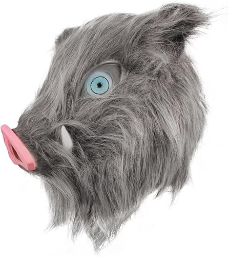 GHDLM Inosuke - Máscara de casco de Hashibira, máscara de cerdo de jabalí para cosplay, máscara de cabeza completa, de látex, anime, máscara de