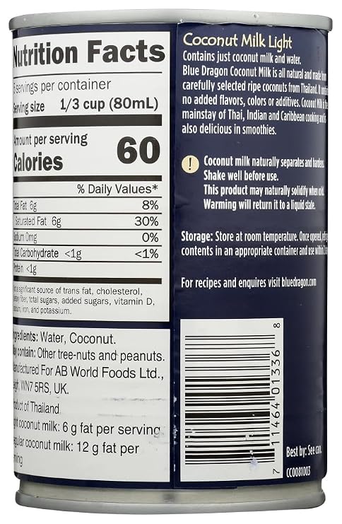 Blue Dragon Light Coconut Milk, 13.5-oz