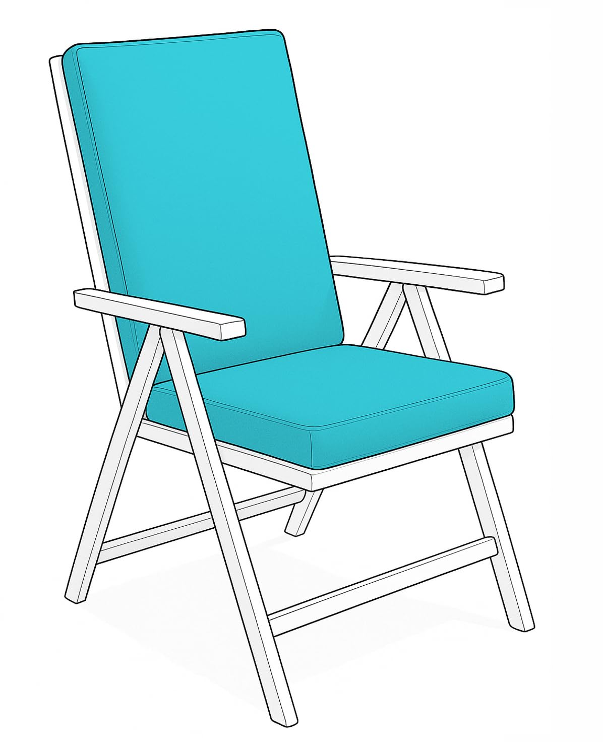 Crescent Textile Waterproof High Back Chair Cushion 96x41x5cm for Garden, Patio Chairs. Loungers, Recliner, Relaxer Durable & Comfy Seat Pads for Indoor/Outdoor Use, Foldable Seating Cushions (Aqua)