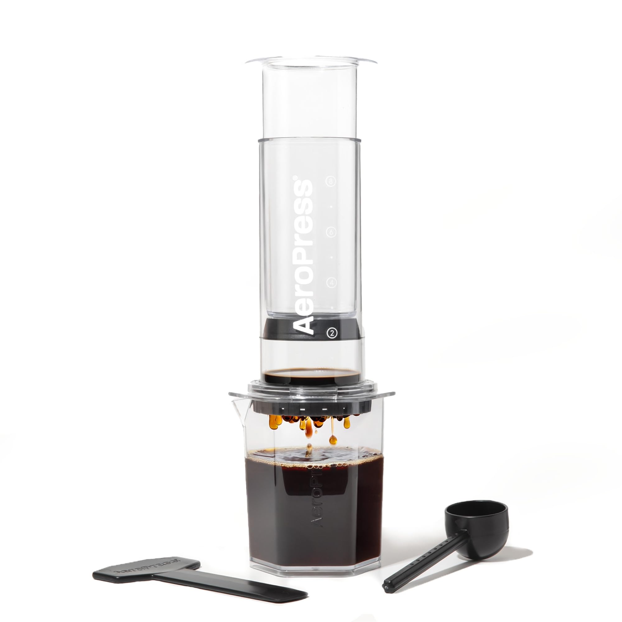 Clear XL Coffee Press – 3 in 1 brew method combines French Press, Pourover, Espresso. Full bodied, smooth coffee without grit or bitterness.