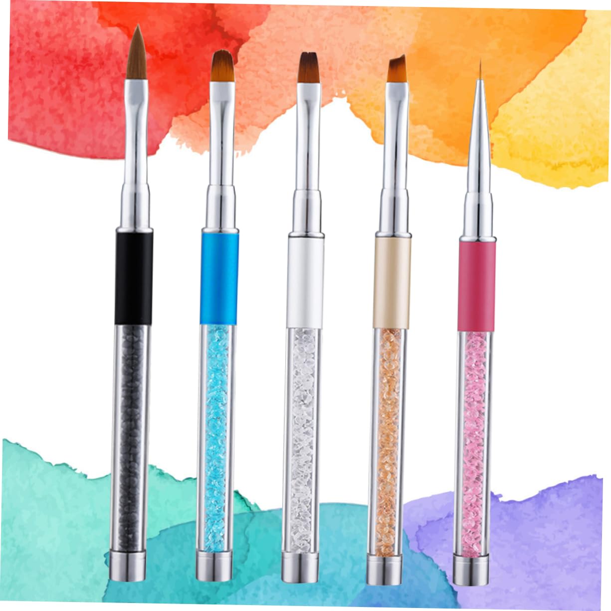 minkissy Juego De 2 Pinceles Para Uñas Herramientas De Manicura Acrílica Para Uso En Salón En Casa 5 Unidades X 2