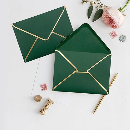 Miniatura 6 de 50 sobres verdes de 5 x 7 para invitaciones, sobres de correo de lujo A7 para bodas, graduaciones, tarjetas de 5 x 7 pulgadas