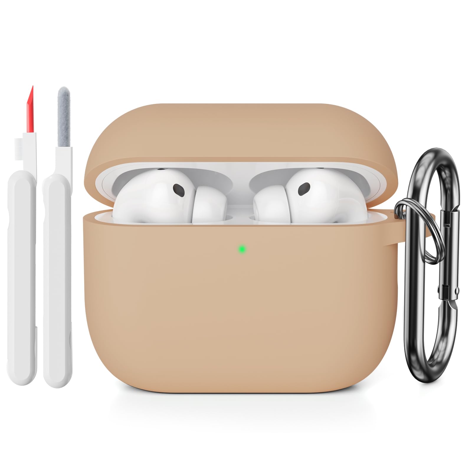 KOKOKA Funda de Silicona Compatible con AirPods Pro 3.ª Generación con Kit de Limpiador, Anti-rasguños, Anti-Polvo, Funda Case Silicona para AirPods Pro 3 con Mosquetón, LED Frontal Visible, Negro — view 30