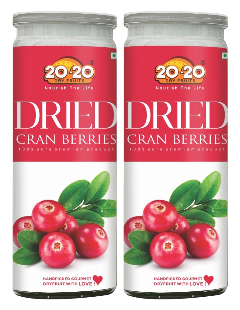 Image of 20-20 Dry Fruits Dried Cranberry Jar 400g (200g*2) | High in Antioxidants | Perfect for On-the-Go Snacking & Healthy Recipes | Naturally Sweet | Gluten Free & Vegan Dried Berries (Pack of 2)