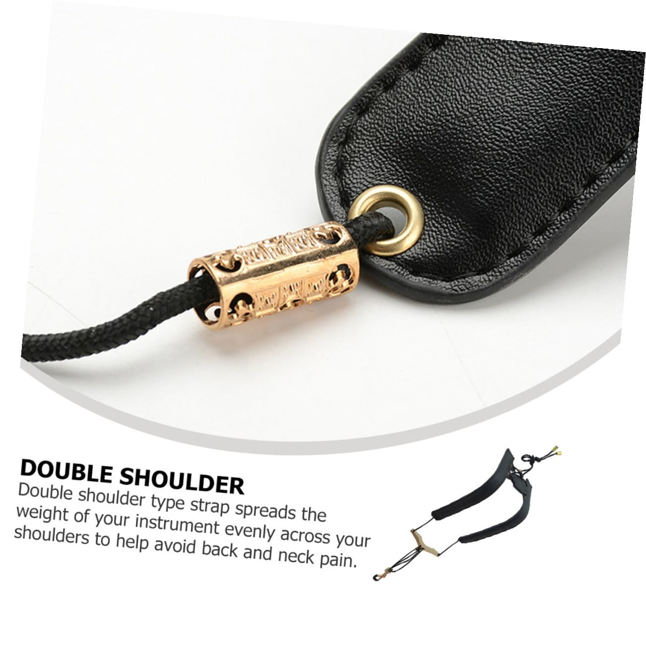 SUPVOX Tracolla per Sax a Doppia Spalla, Collare per Sassofono in Cuoio e Nylon Nero, Regolabile, Distribuisce Peso e Riduce Dolori Stili multipli