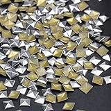 Hotfix Iron On,7X7mm Flat Back Pyramid Studs - 1/4' Flatback Glue on Studs 100pcs(Silver, Pyramid 7x7mm)