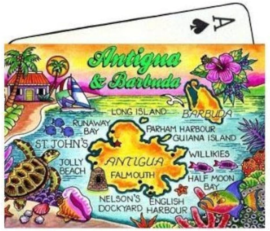 Antigua & Barbuda Map Collectible Souvenir Playing Cards
