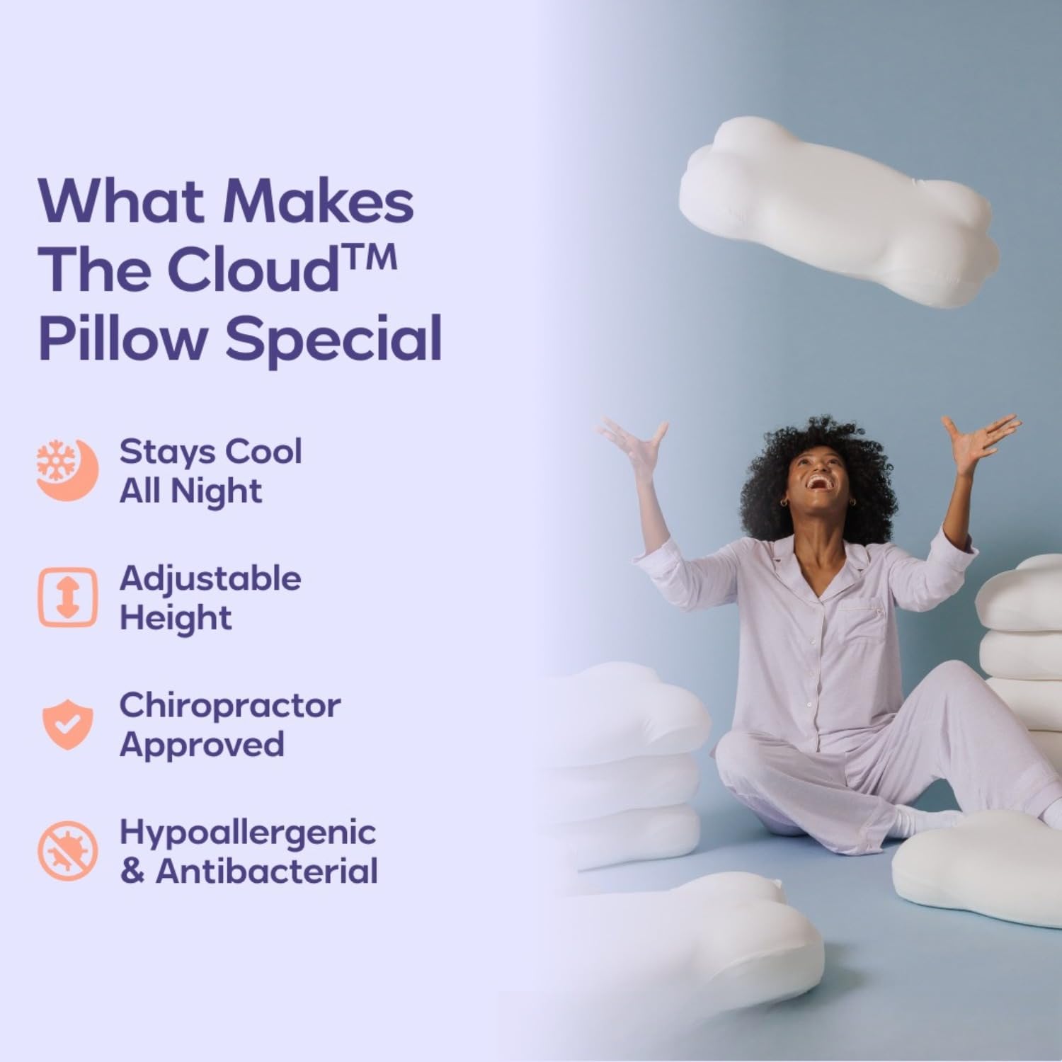 Almohada de cuello de espuma viscoelástica, diseño transpirable 3D para un sueño profundo, soporte de presión cero
