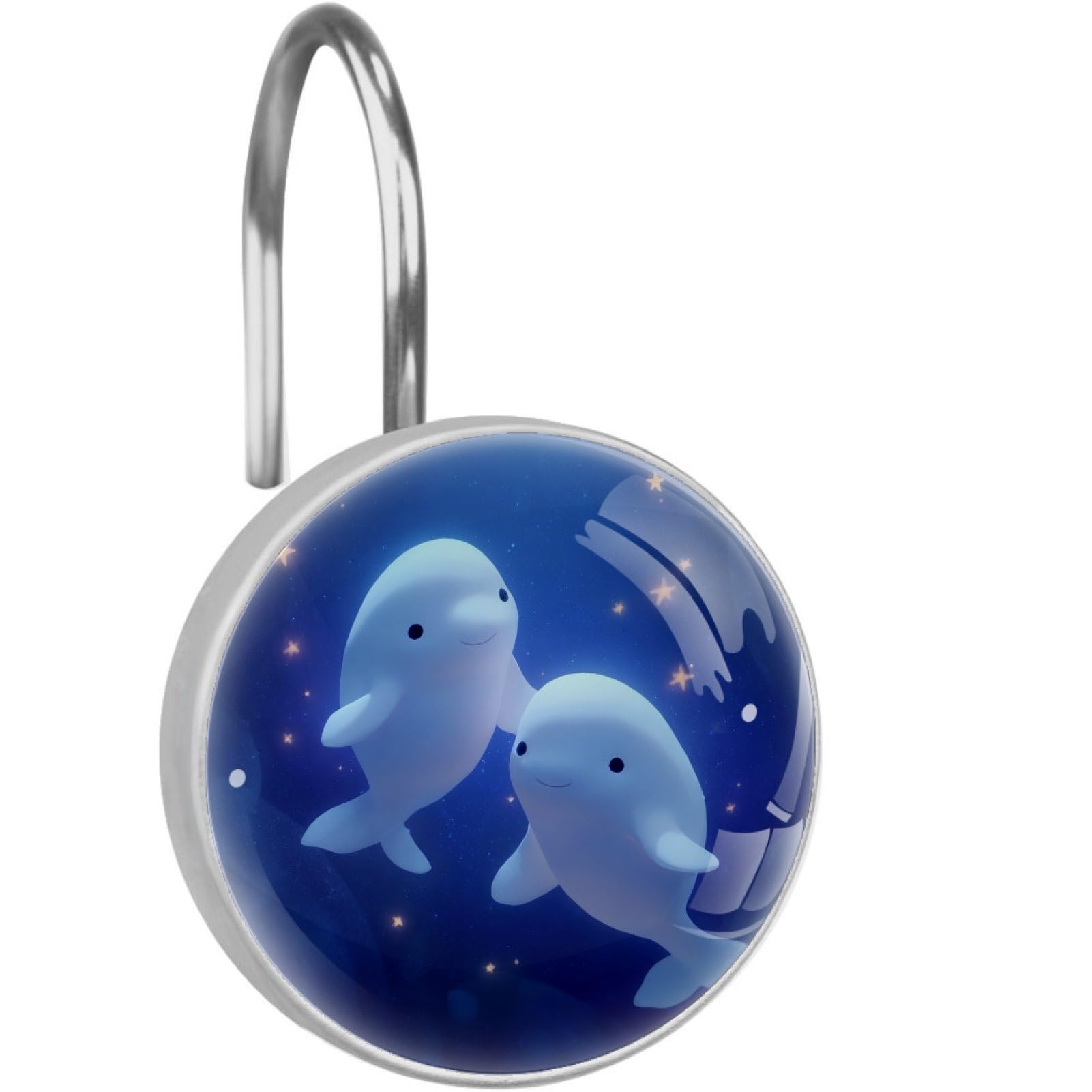 VAPOKF Decorative Shower Curtain Hook: Cute Dolphin Star Rustproof Stainless Steel Shower Curtain Ring for Bathroom - Shower Curtain Hook & Hangers - Set of 12