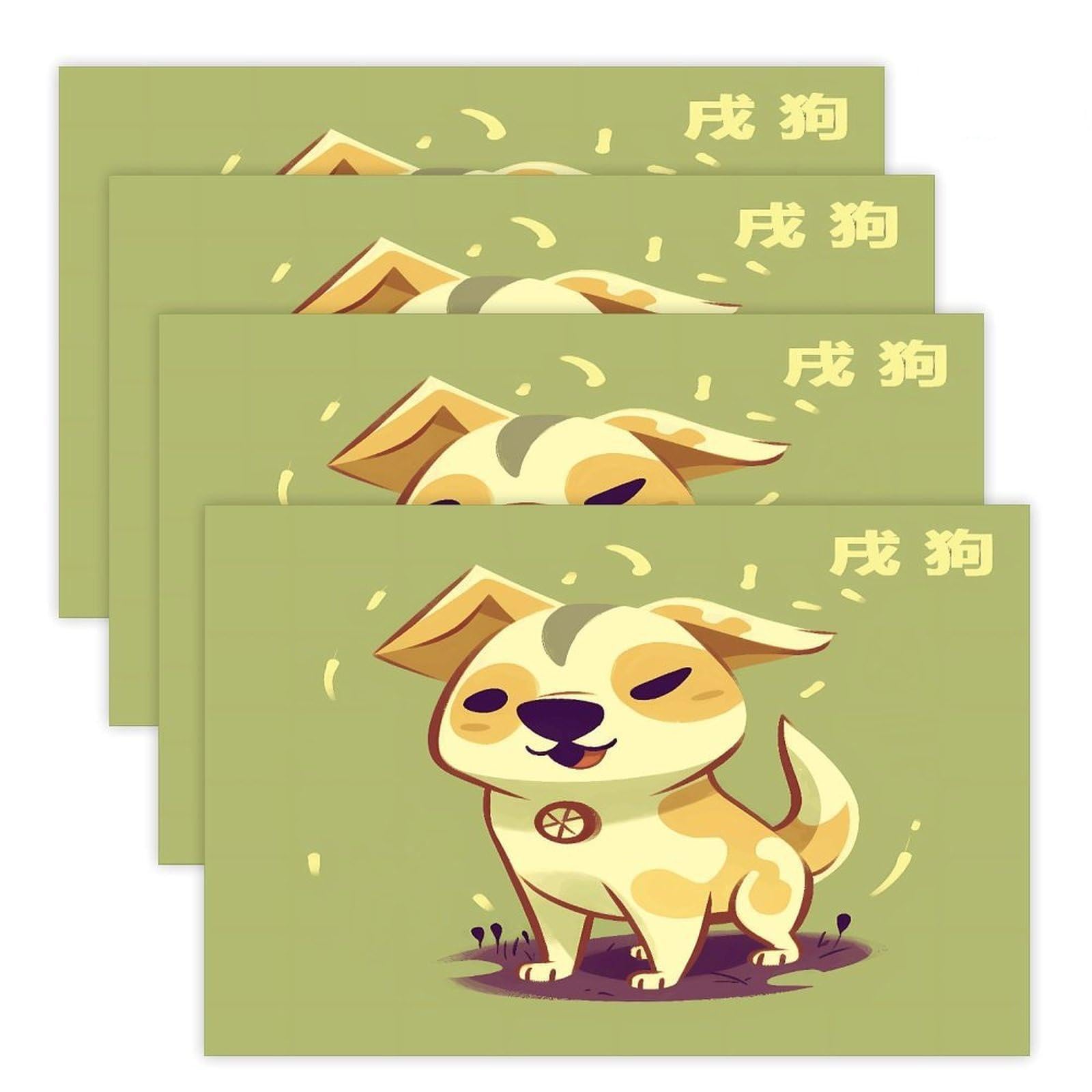 Cartoon Puppy Placemats Heat-Resistant Washable Place Mats Anti Slip Dining Table Place Mats Wipeable Dining Table Mats Kitchen Decoration Placemats 17.7’’×11.8’’