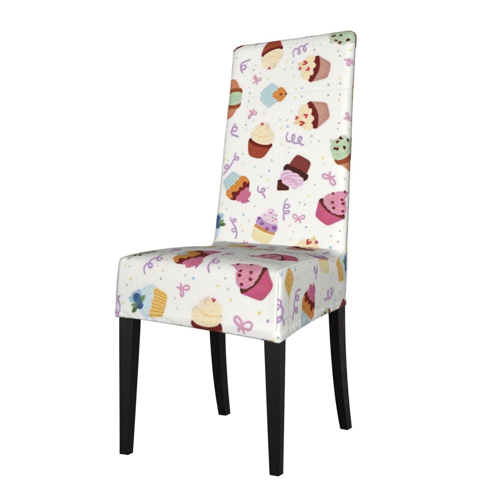 HLSBSSL Delicious Cupcakes Printed dining chair covers, wrinkle-resistant and iron-free, suitable for hotels, banquets, and conferences
