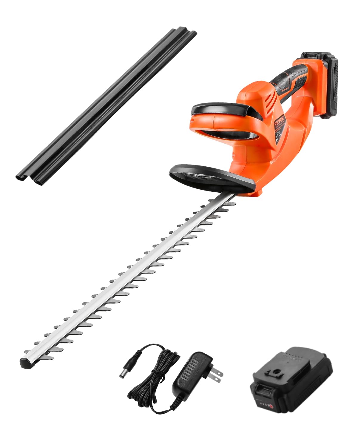 VEVOR Cortasetos Eléctrico, 1200 RPM Cortasetos Inalámbrico con Cuchilla de Doble Acción de 510 mm y Diseño Seguro, Batería de 2 A, para Ramas Bajas, Jardinería, Cuidado del Césped del Patio
