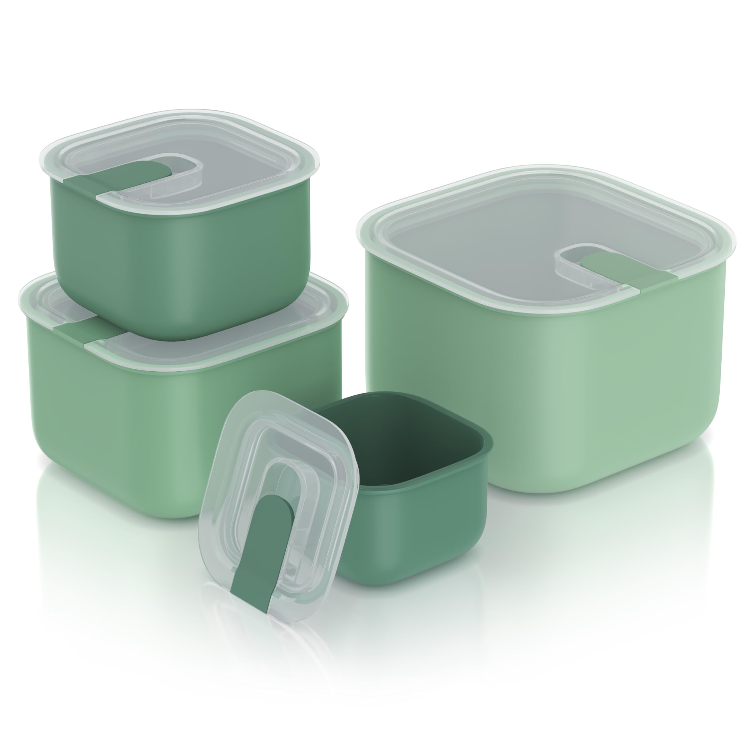 Arendo - Vorratsdosen Set mit Deckel - Frischhaltedosen - Set 4 teilig – 3800 2300 1200 600 ml - luftdicht – auslaufsicher – stapelbar – lebensmittelecht – Spülmaschinengeeignet mikrowellengeeignet –