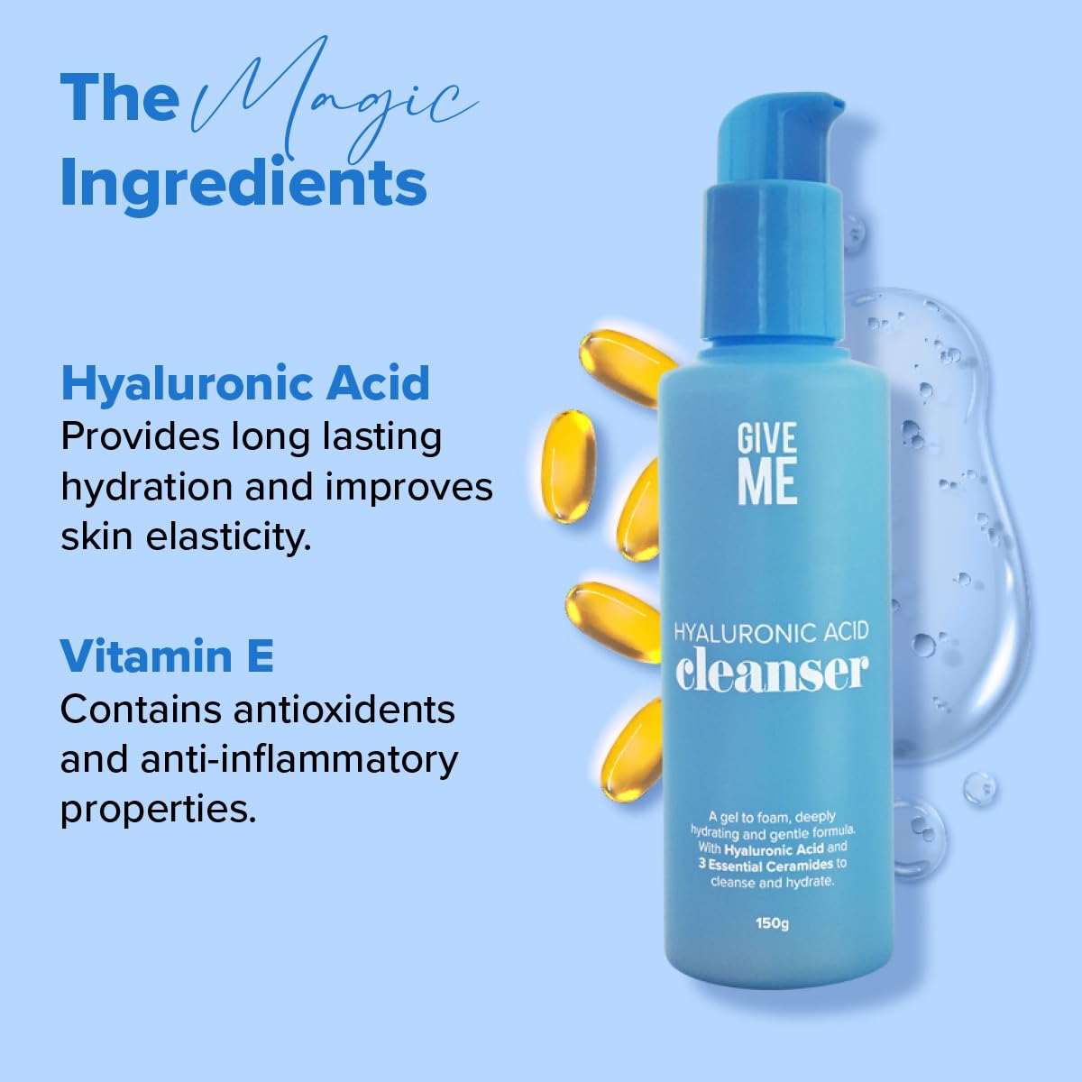 Give Me Cosmetics Hyaluronic Acid Cleanser, Deep Hydration, Moisture Retaining Face Wash - Image 4