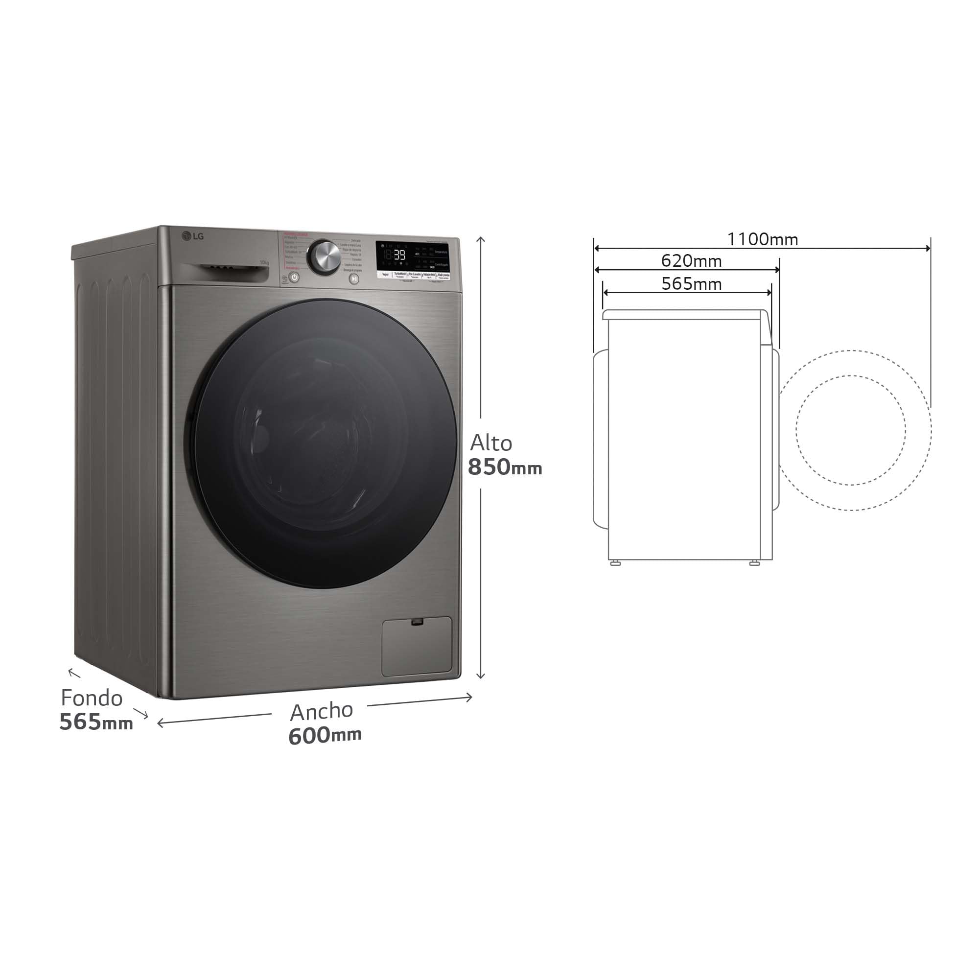LG F4WR7010AGS - Lavadora Inteligente, 10kg, AI Direct Drive, 1400rpm, Carga Frontal, TurboWash 360º, Casificación A, Serie 700, Inox Grafito
