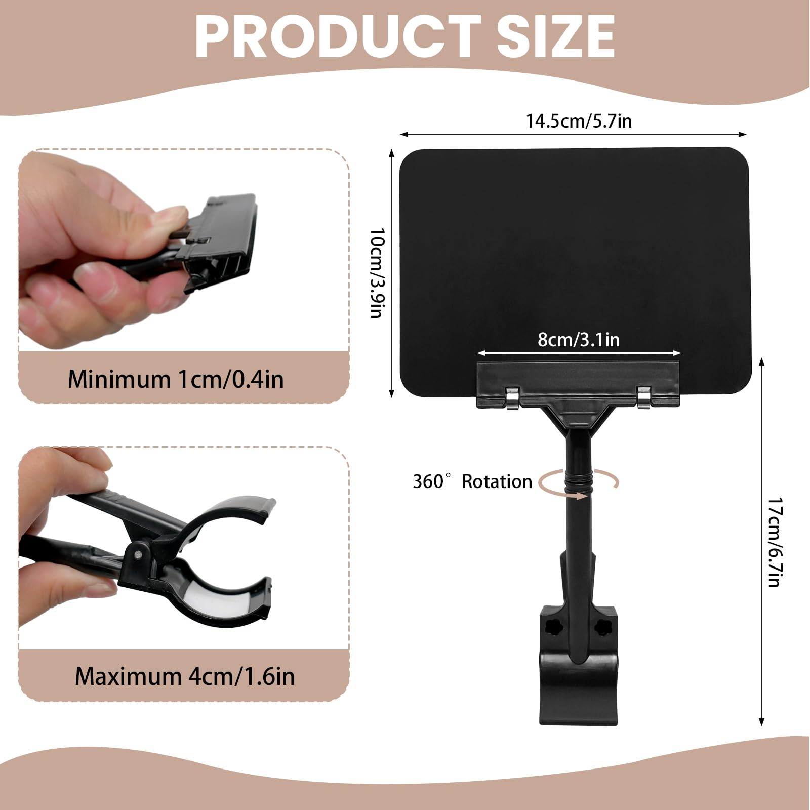 32 Set Clip Halter Kreidetafel Schild Kunststoff Preisschild Display Drehbarer Halter Löschbare Tafel Doppelkopf Clips für Geschäft Supermarkt Regal Merchandise (Schwarz)