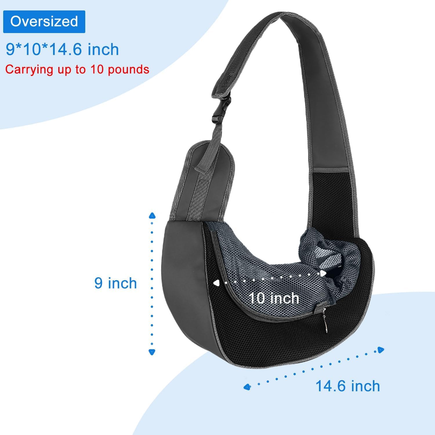 Pet Dog Sling Carrier Pocket Adjust Strap Anti-Falling Design Breathable Mesh Travel Safe Sling Bag Carrier for Dogs Cats