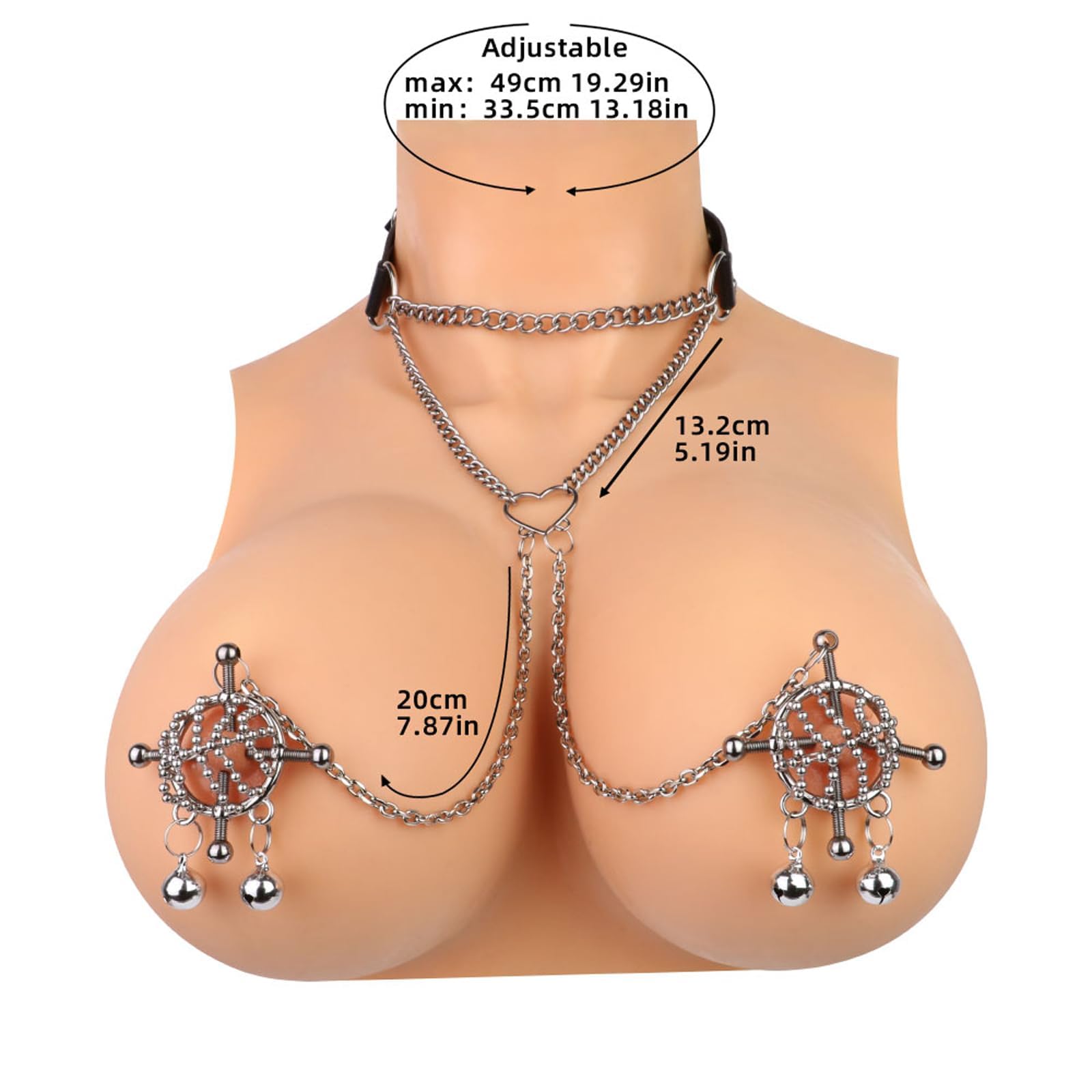 Verstellbare Metall Nippelklemmen Edelstahl rustwarzenklemmen für Frauen mit Kette und Halsband Fetisch Nipple Clamps Nippelsauger und Bruststimulator für BDSM Erotik Paare Interesse steigern