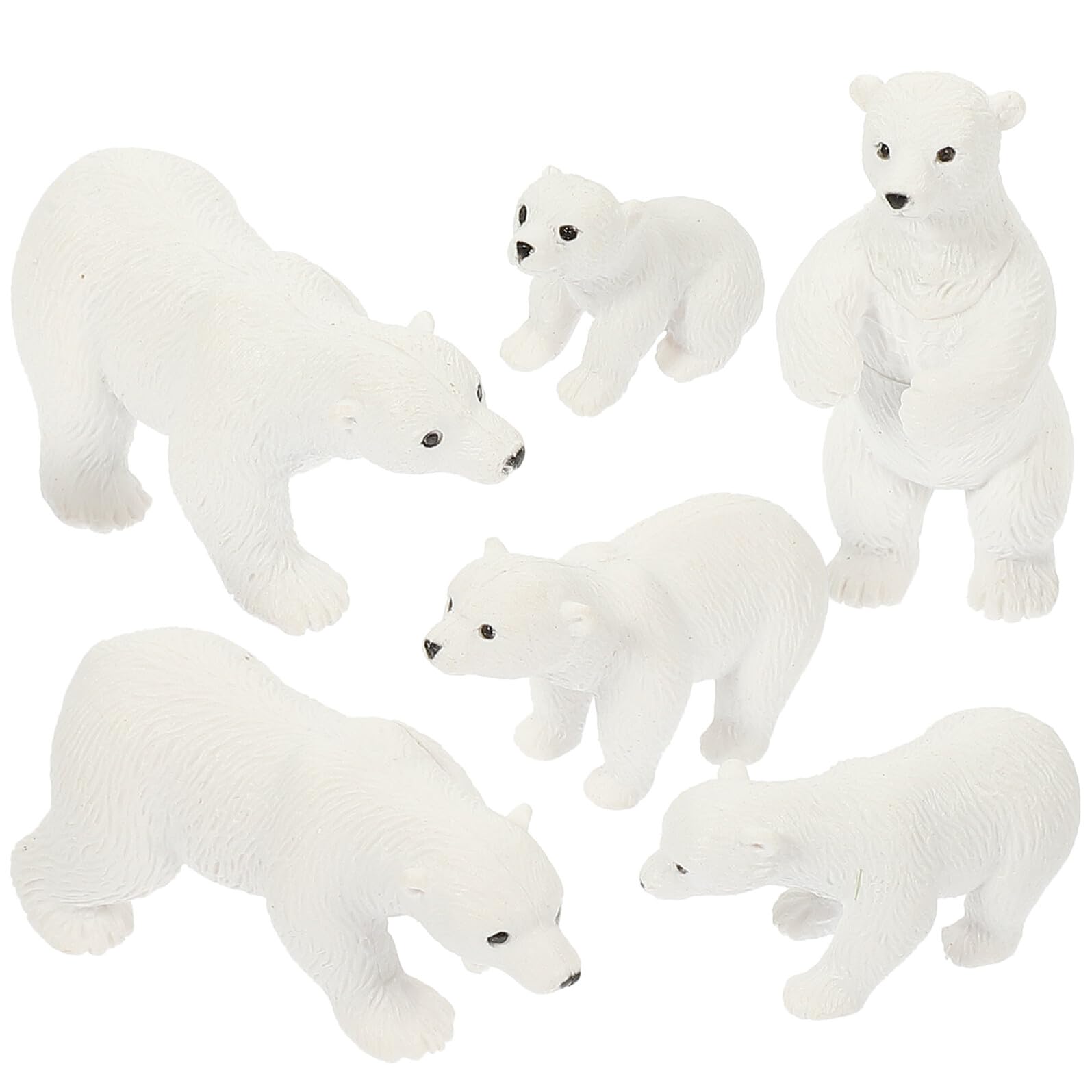 Lurrose 6 Pcs Miniature Polar Bear Resin Ornaments for Garden and Indoor Desk Decor Micro Landscape Bonsai Accessories