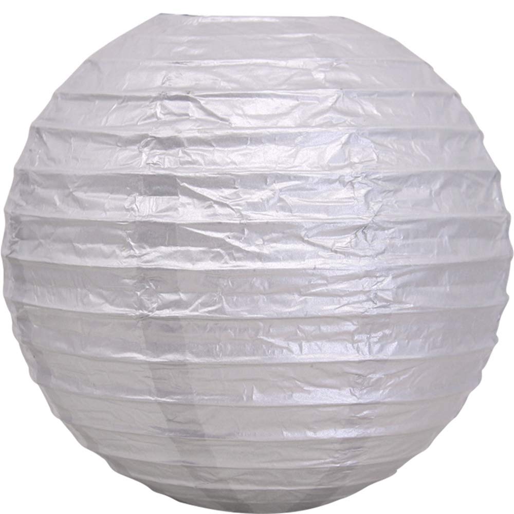 Time To Sparkle Metal Silver Tissue Paper Round Lanterns Lampshade Lamp Shade Wedding Birthday Party Decoration | 24"(60Cm) |