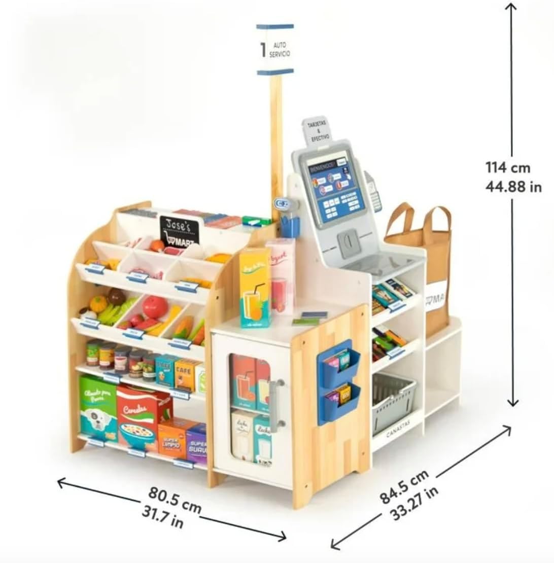 Member's Mark Supermarket Play Center with dimensions indicated