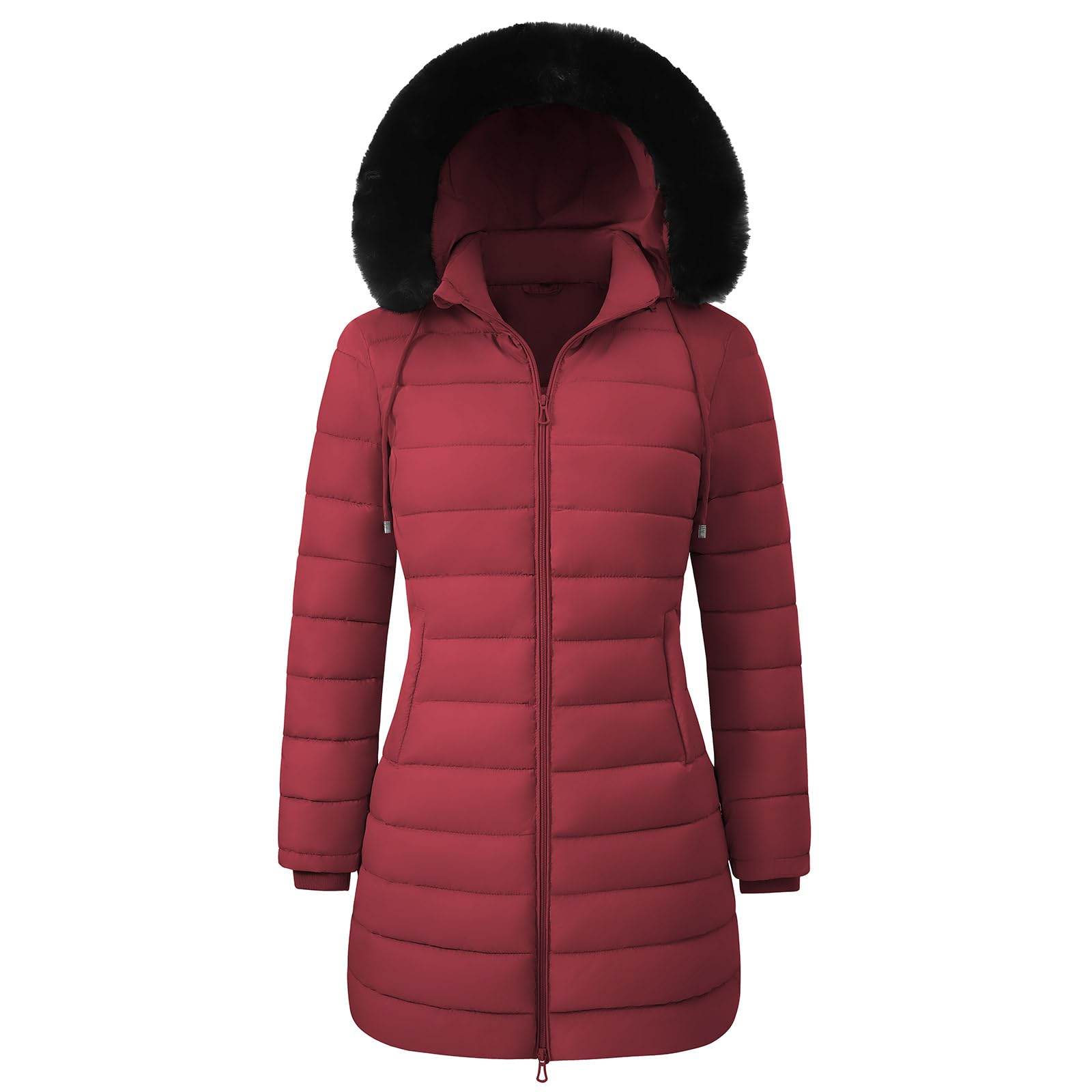 Yusongirl Piumino invernale da donna foderato in pile ispessito caldo giacche con cappuccio staccabile impermeabile parka cappotti