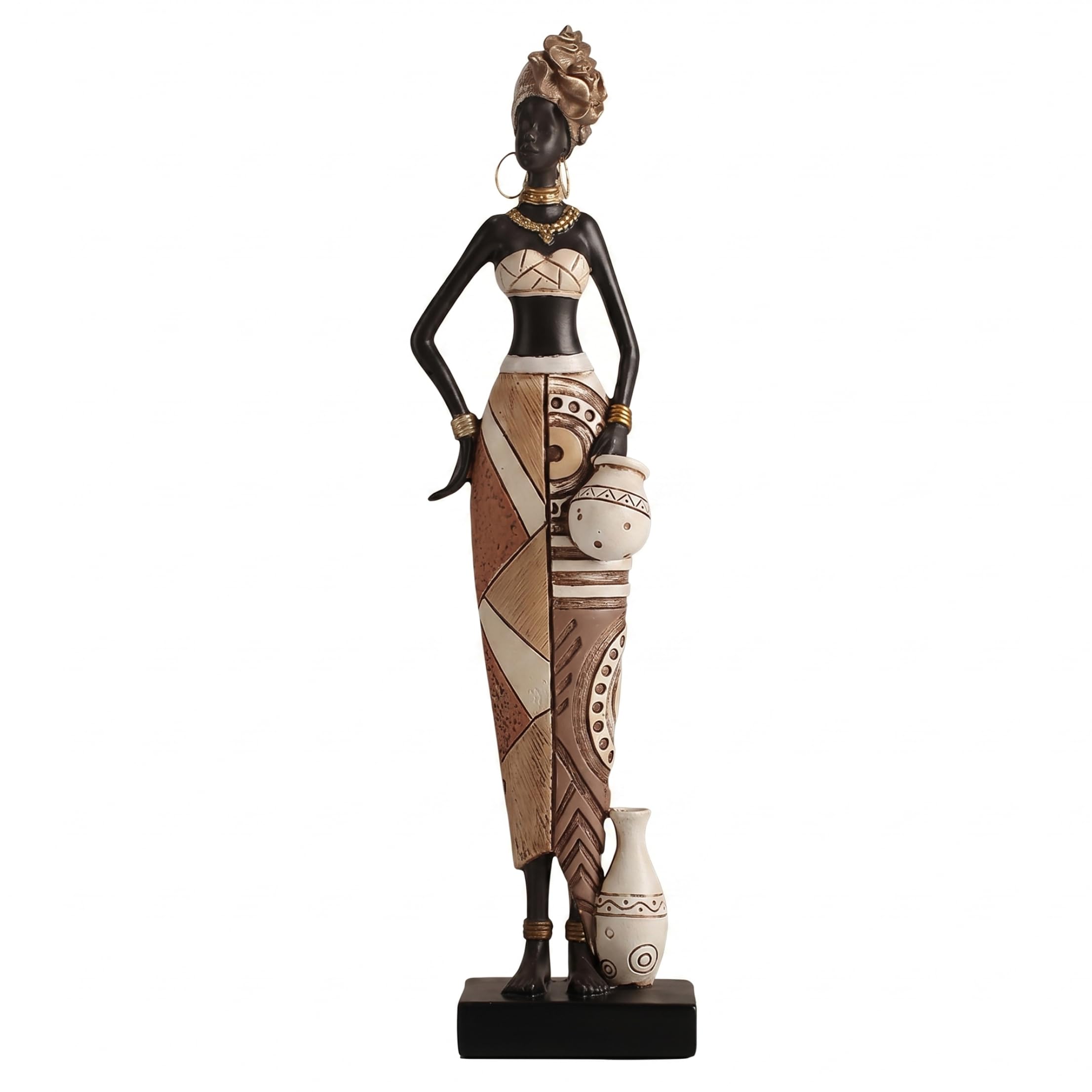 Gemuseeee African Statues For Home Decor African Art Tribal Woman Figurine Resin Standing Decor 2.95x1.77x12.80 Inch Statues for Home, Figurines, for Ho