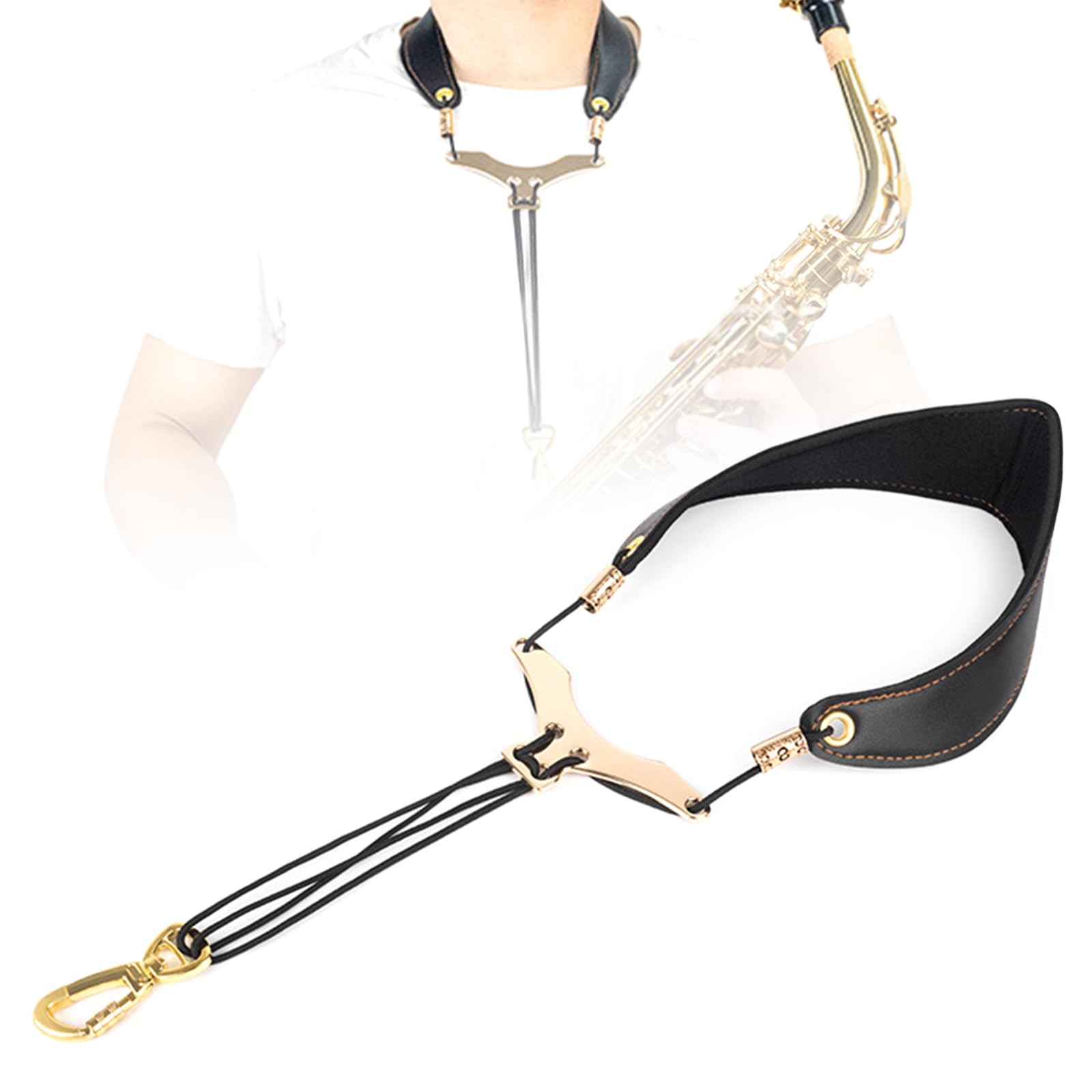 Comfortable Saxophone Strap Soft Leathers Sax Neck Strap Adjustable Length Neck Padded Sax Strap Harness Neck Band