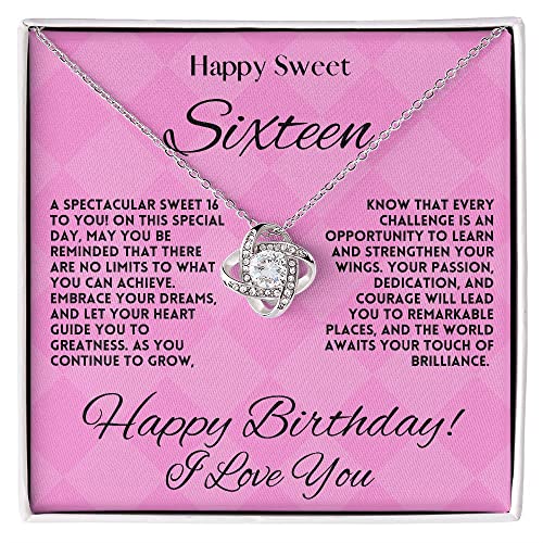 Sweet 16 Necklace – Happy 16th Birthday Gift for Girls – Elegant Sweet Sixteen Jewelry with Message Card for Daughter, Granddaughter or Niece