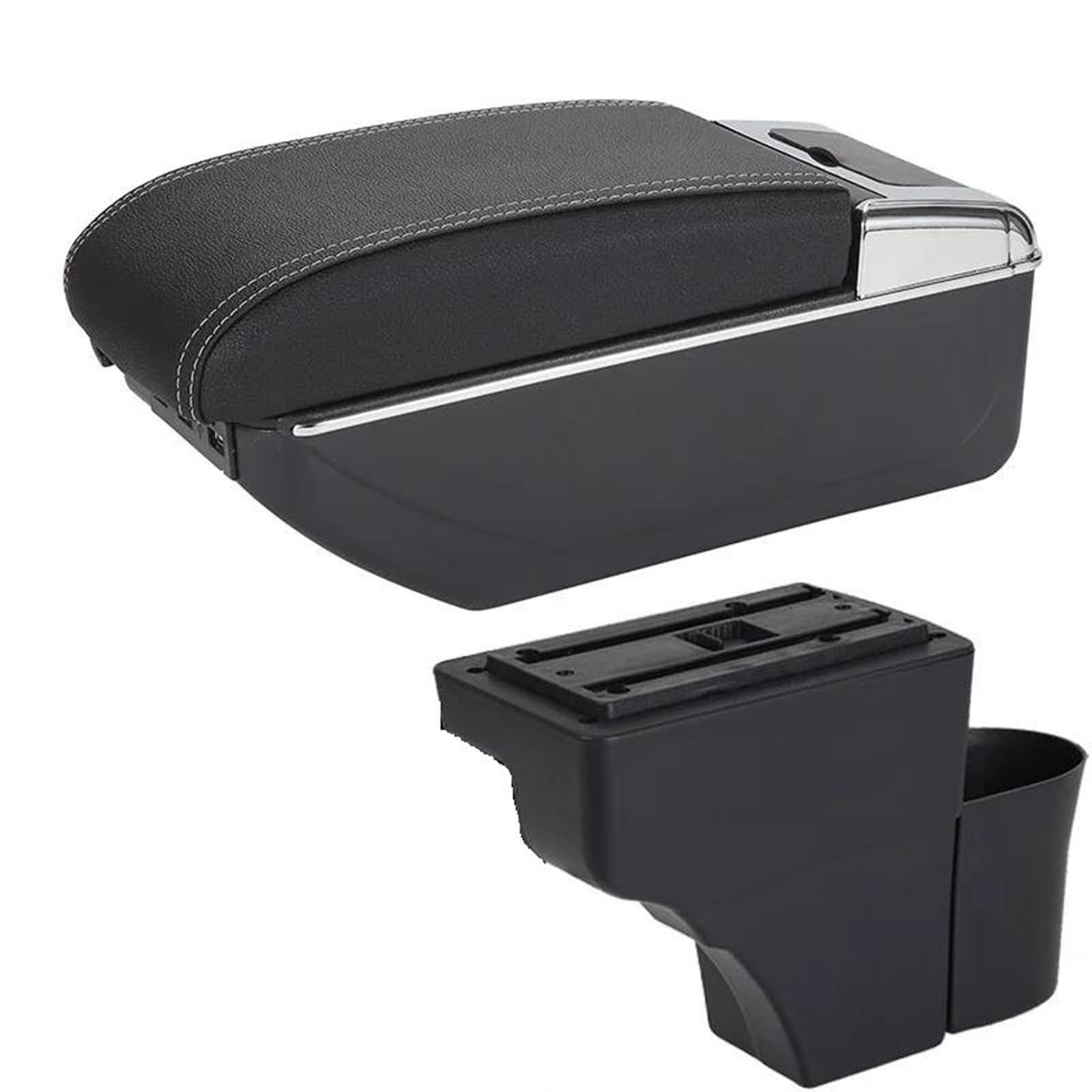 Armrest Box With Multifunctional Support PU Upholstered Car Interior Modification Accessories For Note(B3 Black white 7USB)
