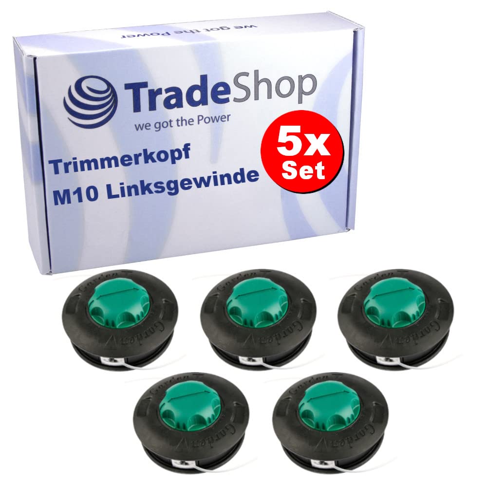 5x Trade-Shop Ersatz Trimmerkopf Mähkopf Fadenkopf M10x1,25mm Linksgewinde Ersatz für Efco 63109001 63129007 / Motorsense Freischneider Rasentrimmer