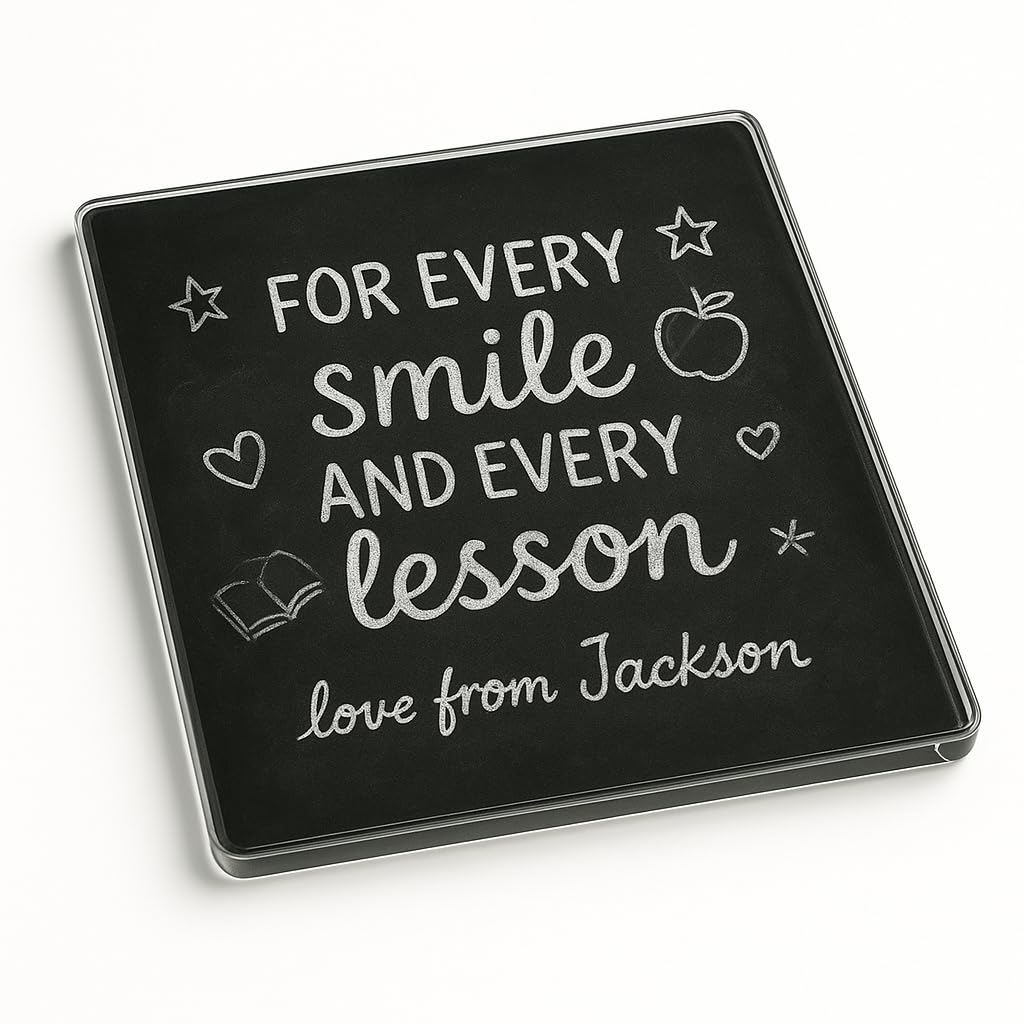 The Plum Penguin Chalkboard Love Personalised Thank You Teacher Gift Acrylic Coaster Gift With Design - Personalised Thank You Teacher Present For Classroom Inspiration