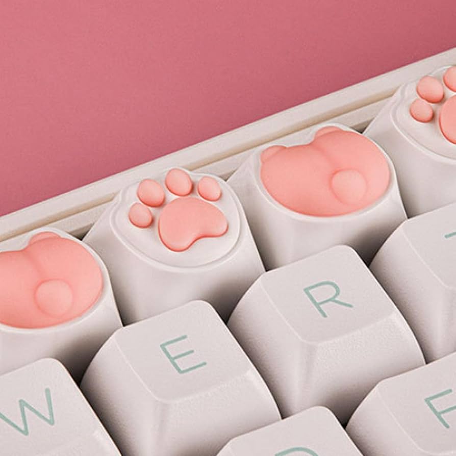 Amazon.co.jp: かわいいキーキャップ, PC とシリコンのピンクと白の猫