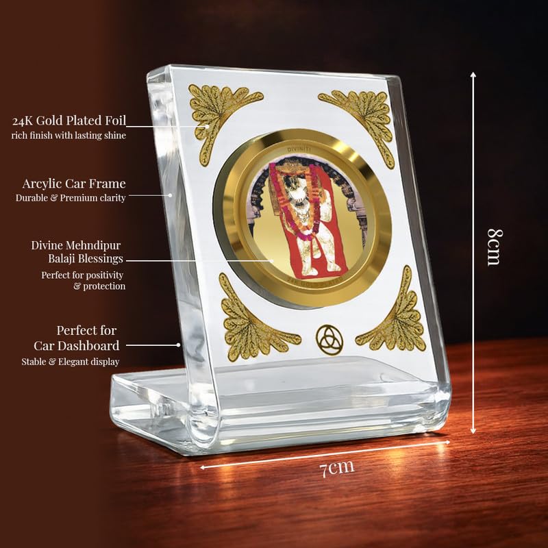 Image of DIVINITI 24K Gold Plated Religious Car Dashboard Frame | Premium God Idol Frame for Car, Home Mandir & Office Table | Spiritual Gift, Decorative Showpiece