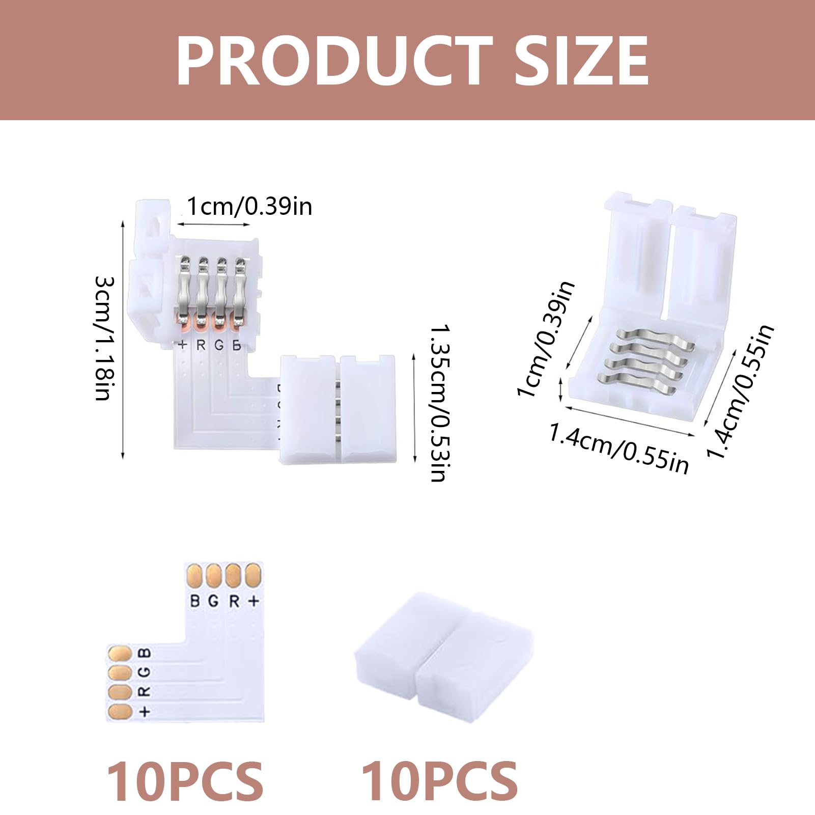 Lpolkvemelh 20 PCS 4 Pin RGB LED Light Strip Connectors - Image 2