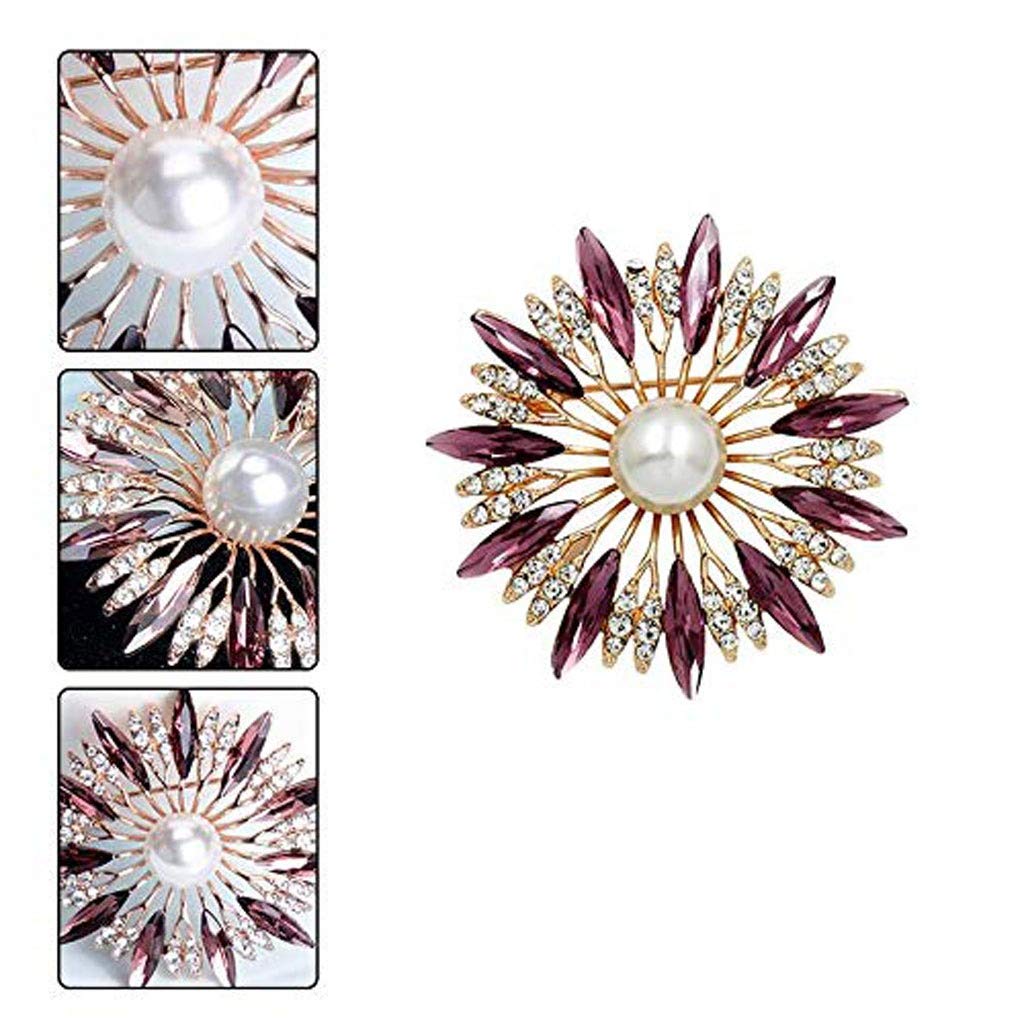 Broche Broche de Flor de Diamante, Broche de Diamantes de imitación de Cristal, joyería Vestido Bufanda Chal Clip