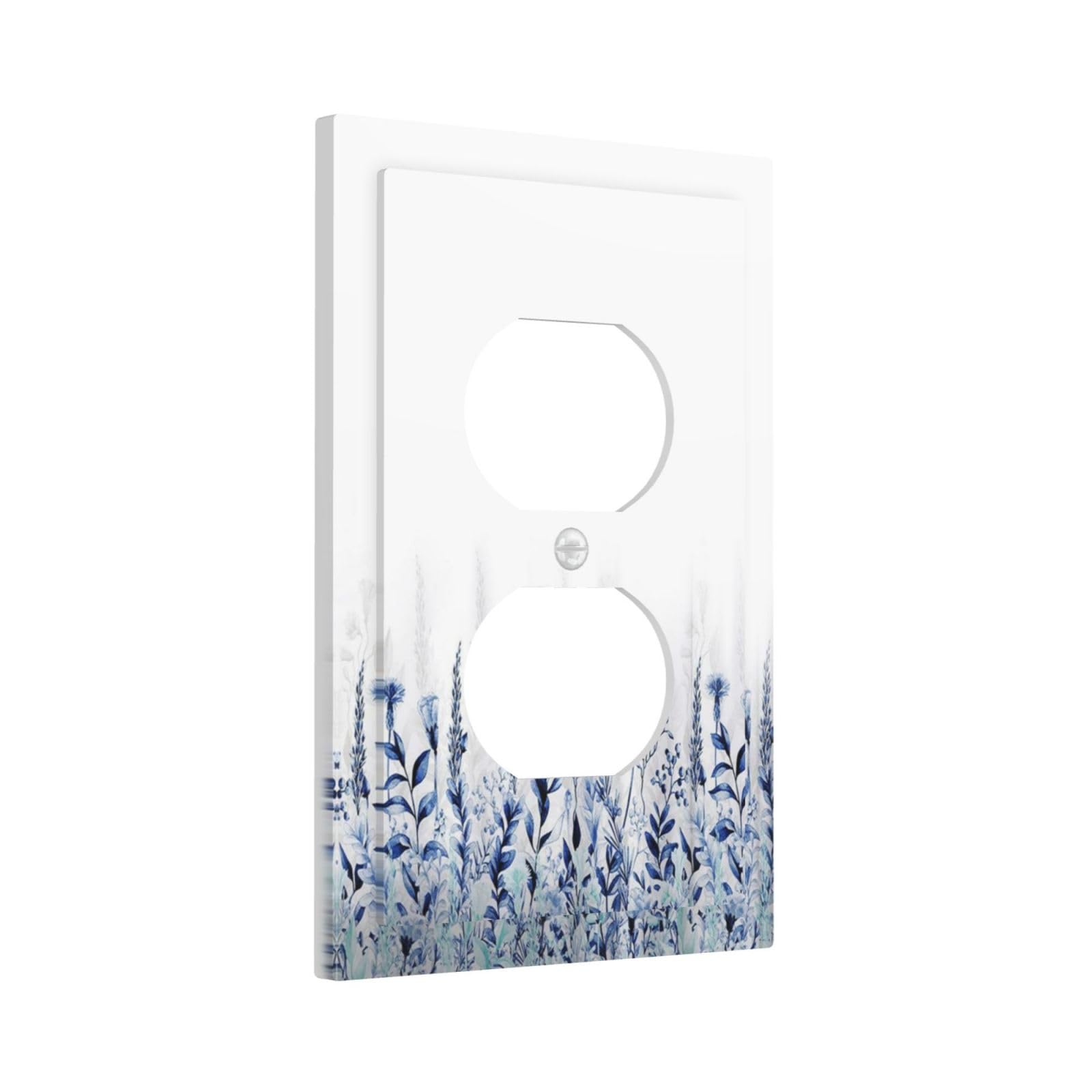 Wpshijia Decorative Outlet Covers Rustic Blue Plants Wildflowers Boho Leaves 1 Gang Wall Plate Cover Receptacle Duplex Light Switch Cover Plate Single