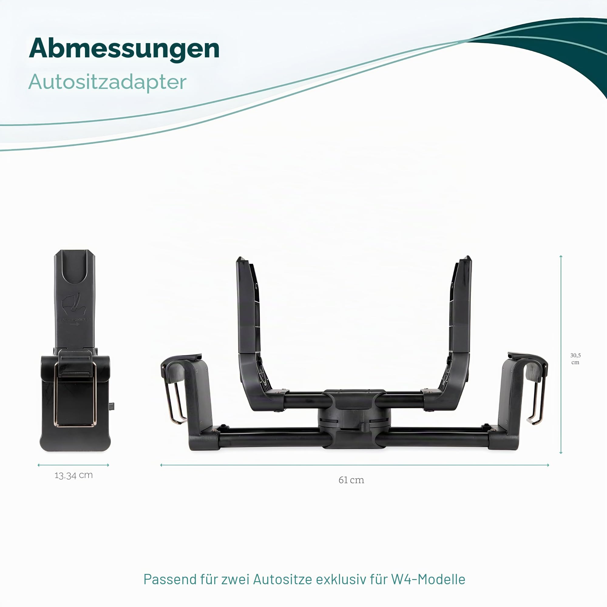 WonderFold KinderVan W2 Serie Autositz-Adapter: Sichere Befestigung der Babyschale für euer Baby und ein Kind auf der gegenüberliegenden Bank