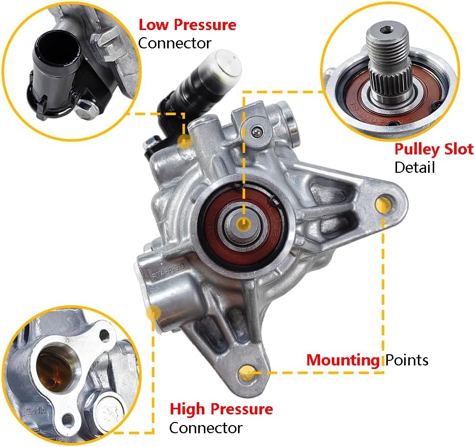 Power Steering Pump Power Assist Pump | Fit For Acura RSX 2.0L L4 TSX 2.4L L4, Honda Accord Element CR-V 2.4L L4 | Replacement OE# 21-5419, 56110-PNB-306, 56110-PNB-A02, 56110-RAA-A01, 56110-PZD-A02