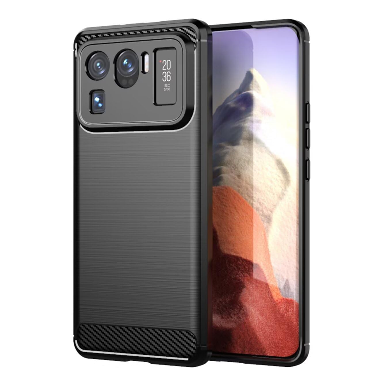 Sidande Case for Mi 11 Ultra Case, M2102K1G M2102K1C Case, Ultra Slim Phone Cover with Shock-Absorption Carbon Fiber TPU Rubber Protective Cases for Xiaomi Mi 11 Ultra Black