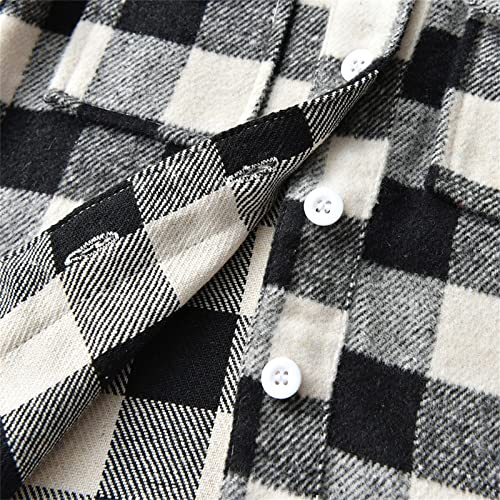 Boys Girls Plaid Shirt Jacket Long Sleeve Lapel Button Down Pocketed Shirts Coat Fall Winter Clothes3