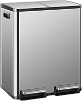 DUMOS 2x8 Gallon Stainless Steel Kitchen Trash Can with Soft-Close Lid, Removable Buckets, Fingerprint-Resistant Foot Pedal for Home Office