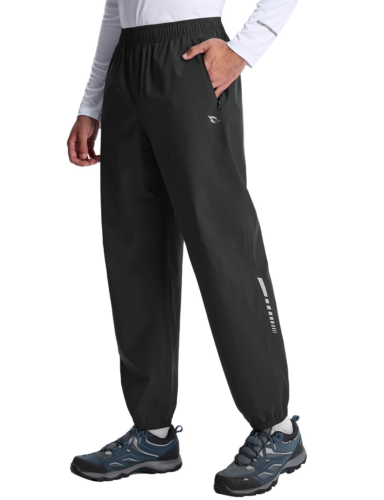 baleaf wasserdichte Fahrradhose Herren Lang für Outdoor Regenhose | Regenhosen für Fahrrad Outdoor Wander Windbreaker Atmung mit Reißverschlusstaschen Verstellbarer Kordelbund Reflektierende