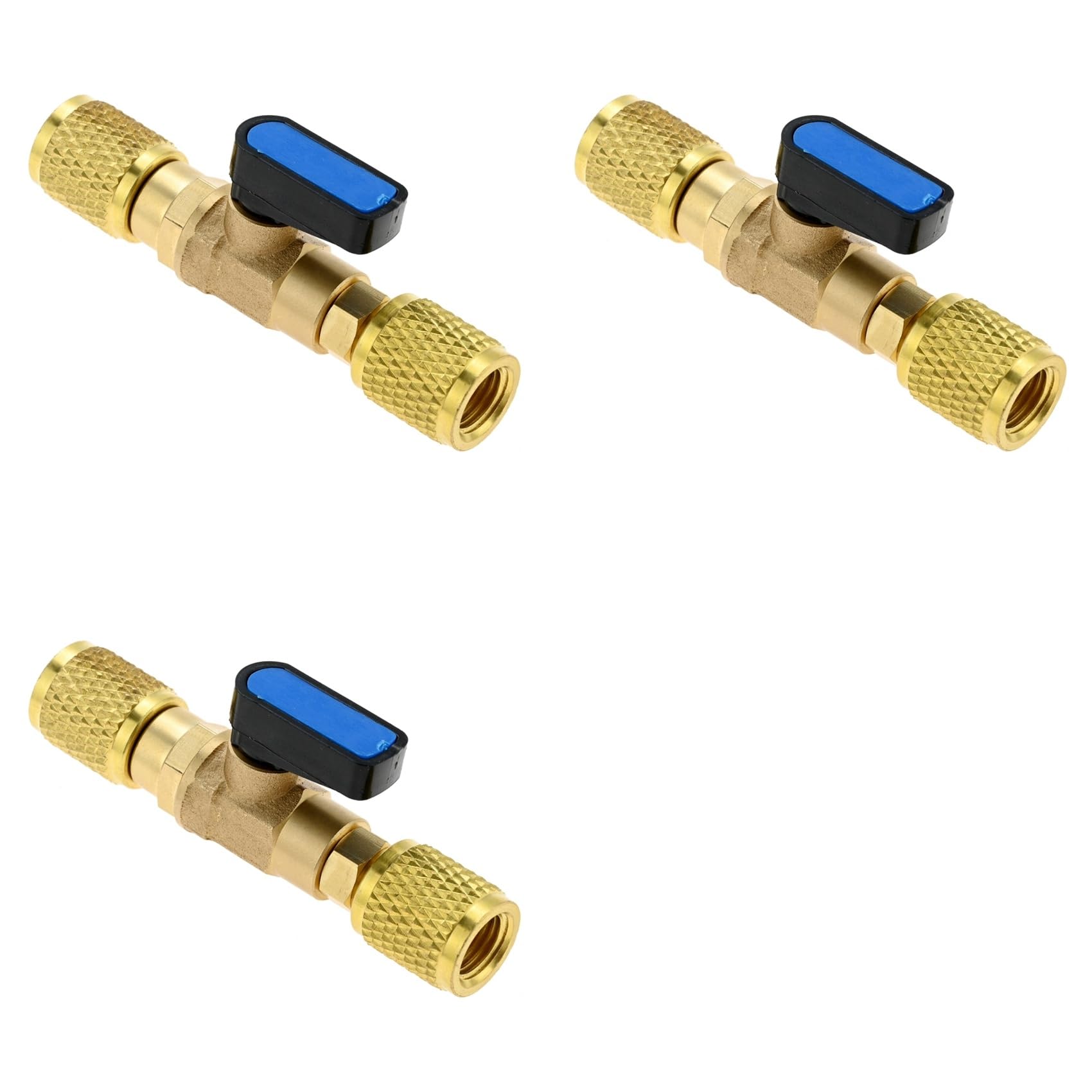 Jnchdghwa Women's As Shown 3Pcs 1/4Inch Sae Adapter 7/16Inch-20 Unf Brass Shut-Off Valve Air Conditioner Refrigerant Ball Valve