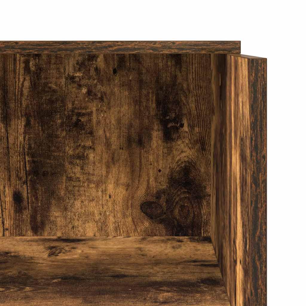 Banco reception in legno multistrato rovere fumo 55x50x103,5 cm con ripiano integrato e cassetto, mobile ufficio versatile per studio, postazione lavoro, smartworking, sala attesa
