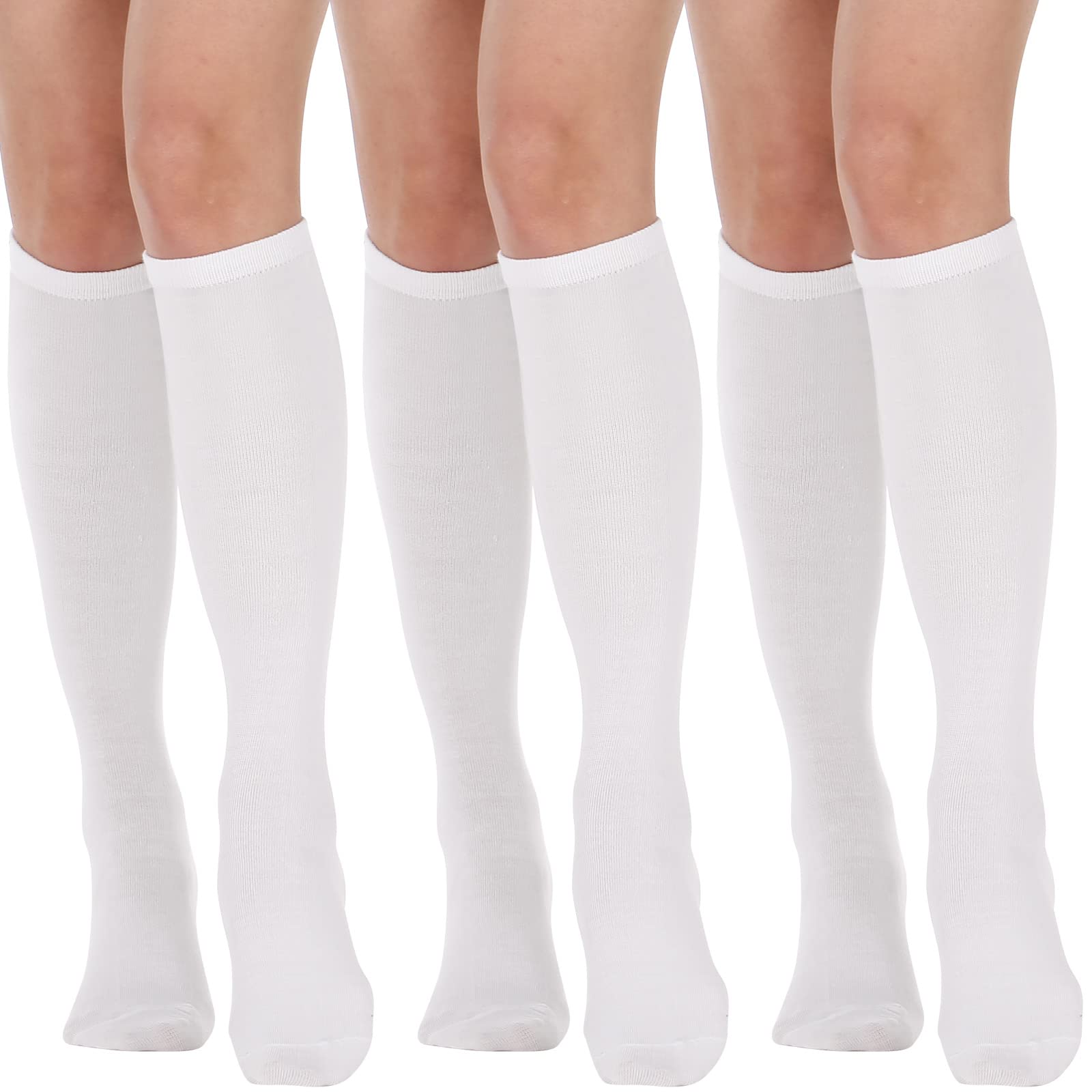 DRESHOW 3 Pairs Cotton Knee High Socks for Women Solid Knit Knee Long Stocking Leg Warmer All Season Gift